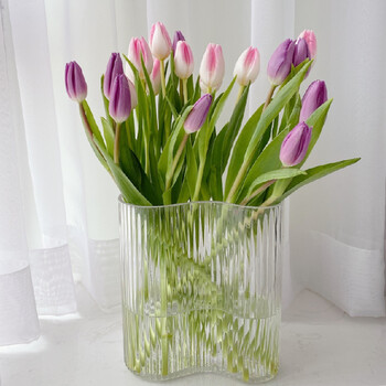 玻璃花瓶鲜花透明插花水养大口径创意高款百合北欧ins风网红花瓶透明矮款宽19 高21cm 图片价格品牌报价 京东