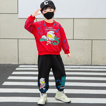 酷乔韵奥特曼衣服小男孩宝宝秋季新薄款一整套 红色奥特曼怪兽套装 90