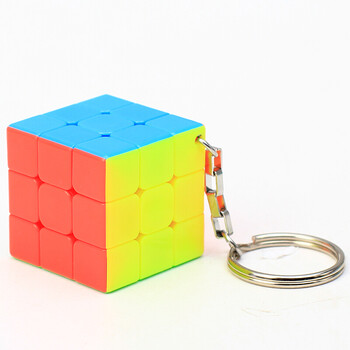 指尖魔方三阶钥匙扣小魔方携带方便 3迷你魔方顺滑袖珍玩具 彩色