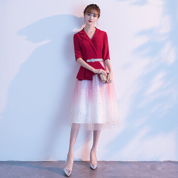 服饰内衣>女装>连衣裙>zkhe>zkhe主持人晚礼服女大学生宴会女质感轻奢