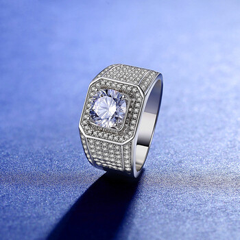 碧秀堂 男士钻戒p950戒指钻戒男真钻1克拉男士款刻字霸气结婚白金色