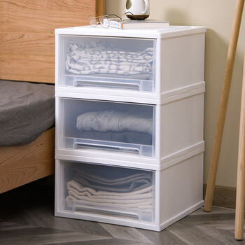 禧天龙塑料收纳柜床头柜透明抽屉式整理柜单层可组合儿童衣物玩具储物