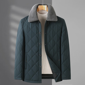 梵侈赫尔轻奢品牌秋冬季毛领中老年爸爸装薄棉衣男加肥加大码胖子羽绒