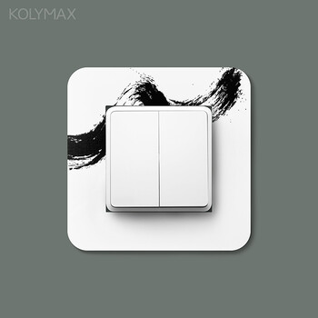 kolymax极简中国风水墨开关保护套亚克力开关墙贴插座艺术个性开关