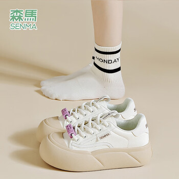 鞋靴>时尚女鞋>女士休闲鞋>女士板鞋>森马>森马真皮小白鞋女2024夏季