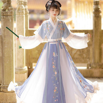 卡辑晋制半壁汉服女装，很仙气的中国风交领齐腰襦裙