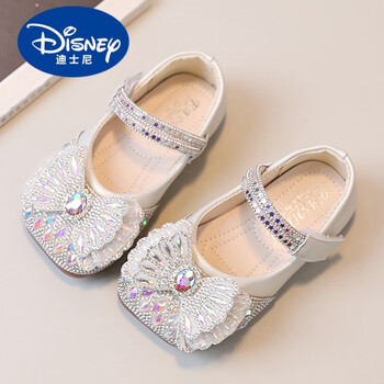 迪士尼disney女童鞋子儿童公主小皮鞋2024春秋款新款宝宝水晶闪亮水钻