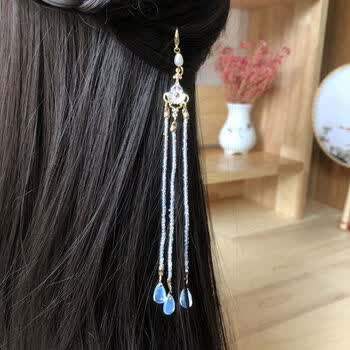 朋趣汉服配饰蝴蝶发夹珍珠流苏抓夹后脑勺边夹爪夹后压头饰古风发饰女