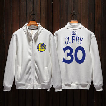 勇士队夺冠纪念运动夹克外套男秋冬季薄款萌神30号训练篮球卫衣加绒厚