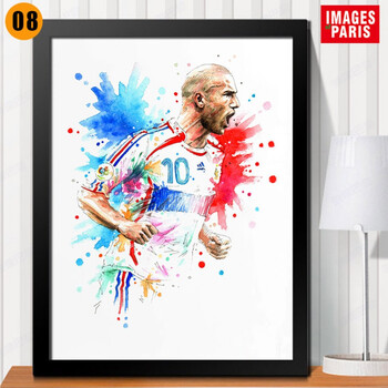 伊布姆巴佩世界杯球星抽象装饰画海报壁画挂画足球墙画 08(齐达内) 15