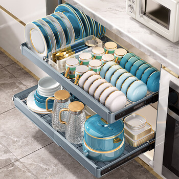 帅仕下水槽碗架厨房置物架橱柜内置碗碟架子沥水架抽屉式碗篮放碗盘