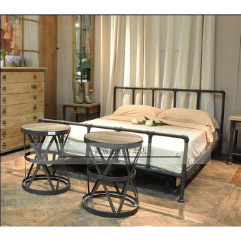 8 loft美式乡村铁艺床复古工业风格铁床水管接头铁艺床1.