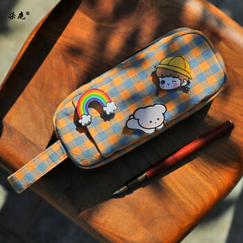 手作丨原创大容量21新款流行笔袋女简约ins日系高级感笔袋高中小学生 复古风文艺女生少女文具盒柠檬格子 大容量笔袋 送可爱勋章 巨能写中性笔 小 图片价格品牌报价 京东