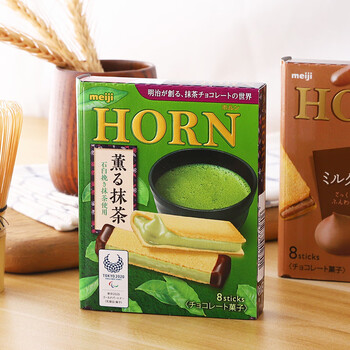 日本进口明治meiji抹茶威化夹心饼干horn草莓牛奶巧克力风味8枚入明治抹茶威化饼干 图片价格品牌报价 京东