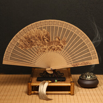 苏工镂空扇紫檀木乌木折扇檀香扇子中国风出国古风礼品扇古风折扇中国