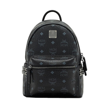 mcm女包 男士女士通用侧边铆钉迷你经典双肩包背包 黑色 mmk6sve41bk