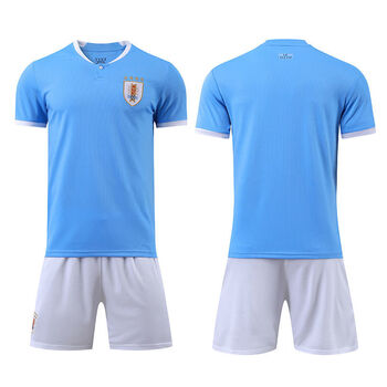 主场足球服套装儿童成人男足球短袖比赛训练服乌拉圭主场蓝色16码