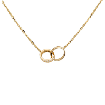 cartier/卡地亚项链经典love系列黄色k金双环项链镶钻送礼佳品预售 k