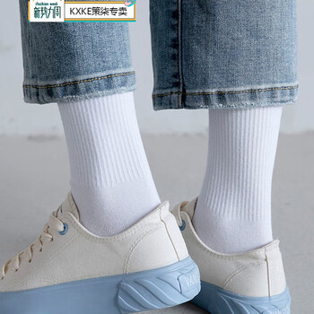 白袜子女夏天薄款中筒袜休闲百搭色长袜子韩版运动中筒袜男女学院风