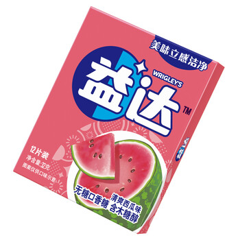 益达(extra)无糖口香糖 清爽西瓜12片32g单盒装 办公室休闲零食  方便