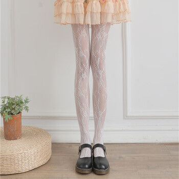 温年 白色连裤袜成人lolita蕾丝白丝女jk黑丝渔网袜ins潮薄款性感纯欲