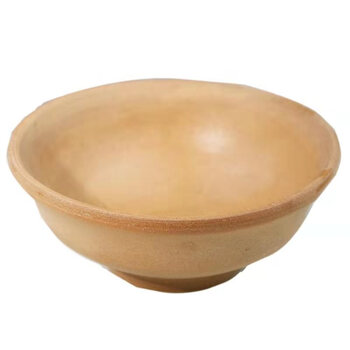 仿古手工无釉土碗老式粗陶碗复古土陶餐具家用扣肉蒸碗吃饭碗 深卡其
