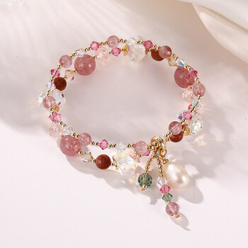 珀芙诺天然珍珠草莓晶手链女日韩ins小众设计个性手串闺蜜礼物首饰