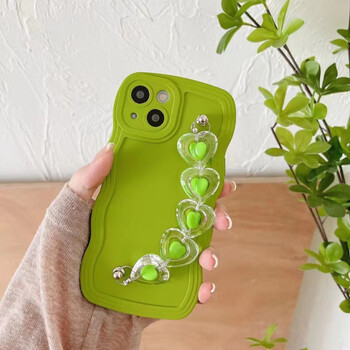 红米k50手机壳适用s15e爱心手链小米12女款y77潮 绿色大波浪 爱心手链