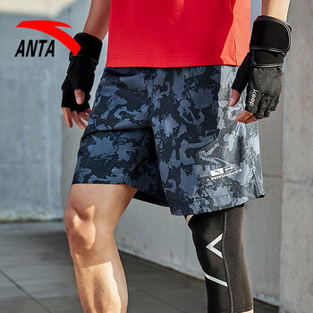 安踏运动裤男裤新款夏季透气梭织五分裤官网旗舰迷彩裤子长城长迷彩