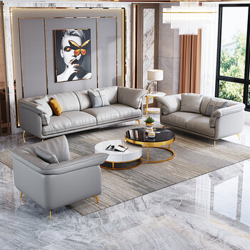 绿林咖意式轻奢真皮沙发小户型现代简约羽绒头层牛皮美式客厅组合