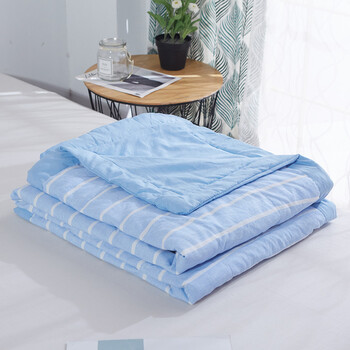 水洗棉全棉夏被空调被夏凉被可机洗学生宿舍单双人夏天薄被子 天蓝色