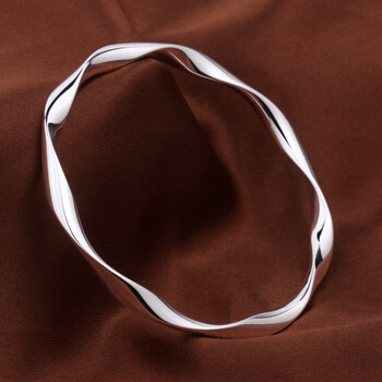 老凰祥款式莫比乌斯环银手镯足银999女闭口刻字银镯子礼物女 54圈口25