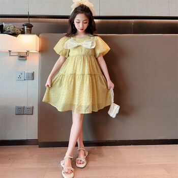 哈熙牛中大童连衣裙2023新款夏季女孩连衣裙时髦12岁女孩公主网纱蓬蓬