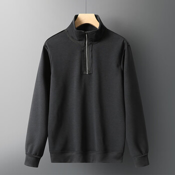 星添娇男士秋冬款加厚高领卫衣拉链中年男纯色长袖外套大码休闲加肥