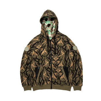 clot x alienegra 荆棘拉链卫衣帽衫外套陈冠希男女情侣同款上衣 绿色