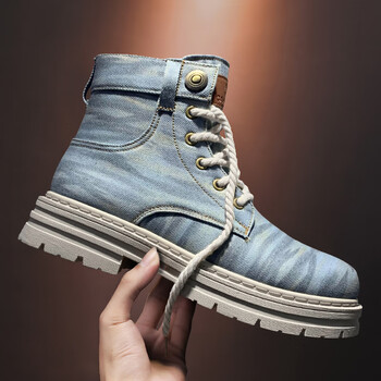 矢飒工装靴男高帮秋季工地劳保帆布马丁靴男士户外防滑耐磨沙漠作战靴