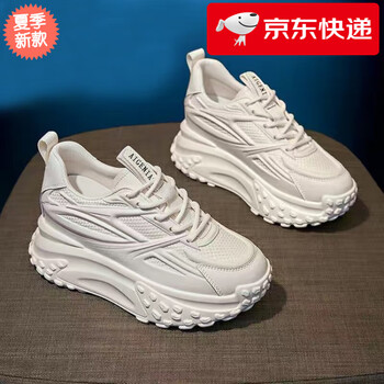 回力瑞老爹鞋女2024夏季新款学生百搭潮鞋网面透气增高5厘米小白鞋