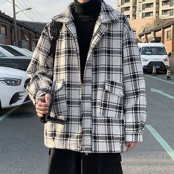 服饰内衣>男装>男士夹克>香倾城>香倾城小香风韩系格子外套男感痞帅