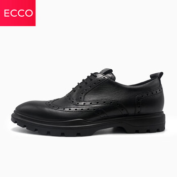 爱步ecco男鞋英伦复古拷花牛津鞋商务休闲皮鞋适途521804黑色