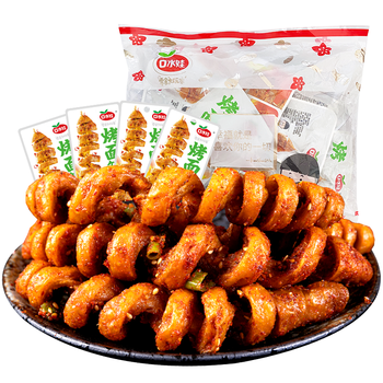 口水娃烤面筋烧烤味280g面筋卷网红辣条味豆干小零食怀旧小吃 烧烤味烤面筋【共约23小包】
