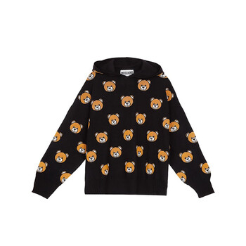 moschino莫斯奇诺卫衣女21早秋女士泰迪熊连帽毛衣卫衣 黑色09055508