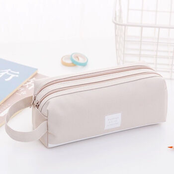 【精选品质】纯色帆布笔袋女简约大容量文具袋学生文具盒韩国少女心