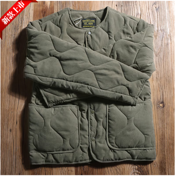 偌聿六叔同款复古m65军事冬季无领棉衣男绗缝防水保暖内胆工装外套潮