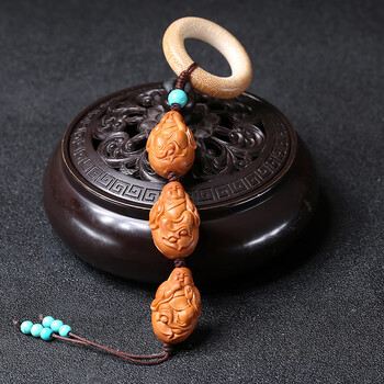 诗芸橄榄核三不小和尚单籽手机吊坠挂件手把件钥匙扣男女文玩核雕配饰