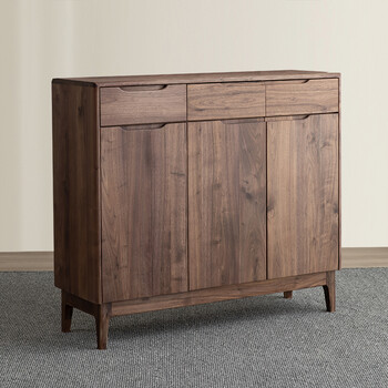 changzhi玄关柜2022新款北欧黑胡桃纯实木透气鞋柜现代简约大容量鞋架