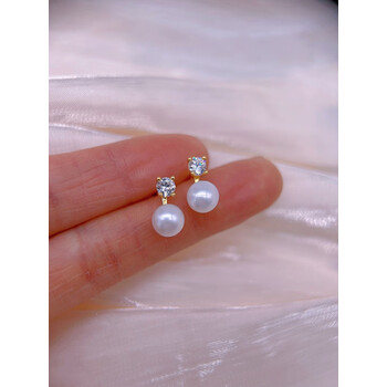 伊人意同款经典款天然s通体单颗珍珠耳钉耳环耳饰银色款