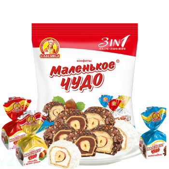 slavyanka斯拉夫 榛子夹心巧克力混合糖果500g 俄罗斯进口代可可脂巧克力婚庆情人节糖果喜糖