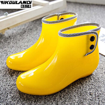 妈妈雨鞋雨靴中老年人女款胶鞋短筒水鞋防滑老人矮帮加绒保暖秋冬黄色