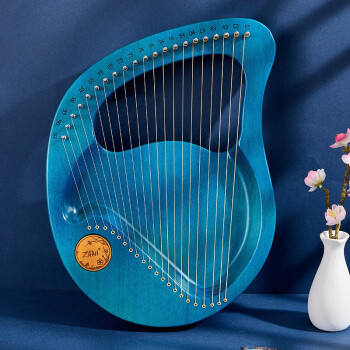 ZANizani莱雅琴小竖琴乐器初学者简单易学便携式小型里拉琴箜篌 21弦梅花板式-透蓝色
