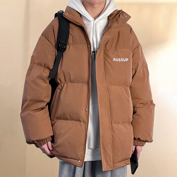 男大童羽绒服1315岁大男童初中生新款冬季美式复咖色立领咖啡色m